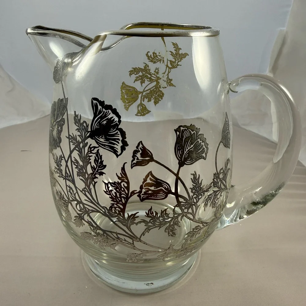 Vintage Silver City Glass Company Pitcher in Flanders Poppy Pattern